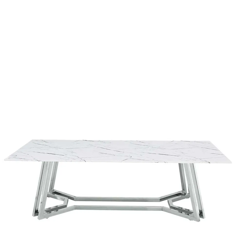 Design Couchtisch mit Glasplatte Marmor Optik - Mimdos