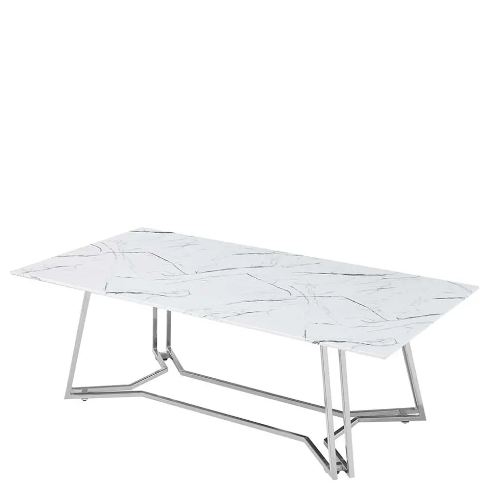 Design Couchtisch mit Glasplatte Marmor Optik - Mimdos