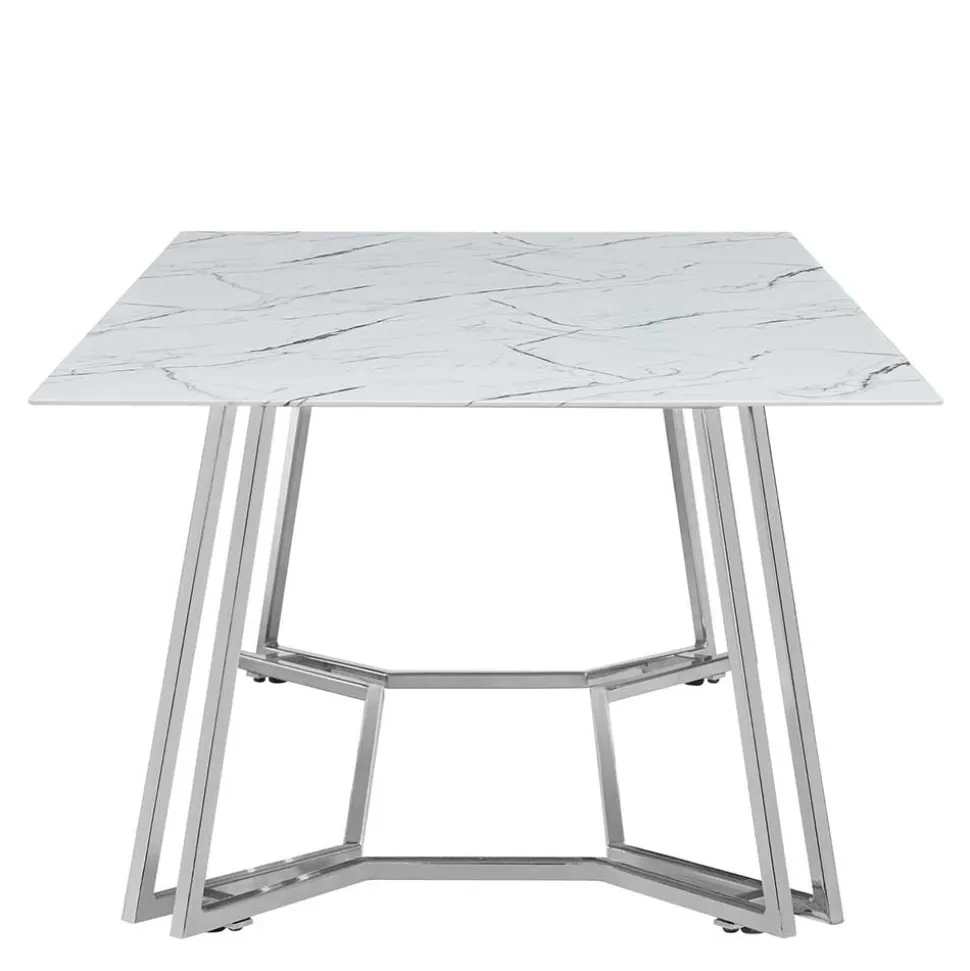 Design Couchtisch mit Glasplatte Marmor Optik - Mimdos