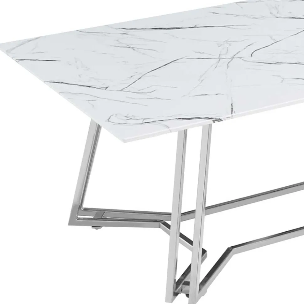 Design Couchtisch mit Glasplatte Marmor Optik - Mimdos