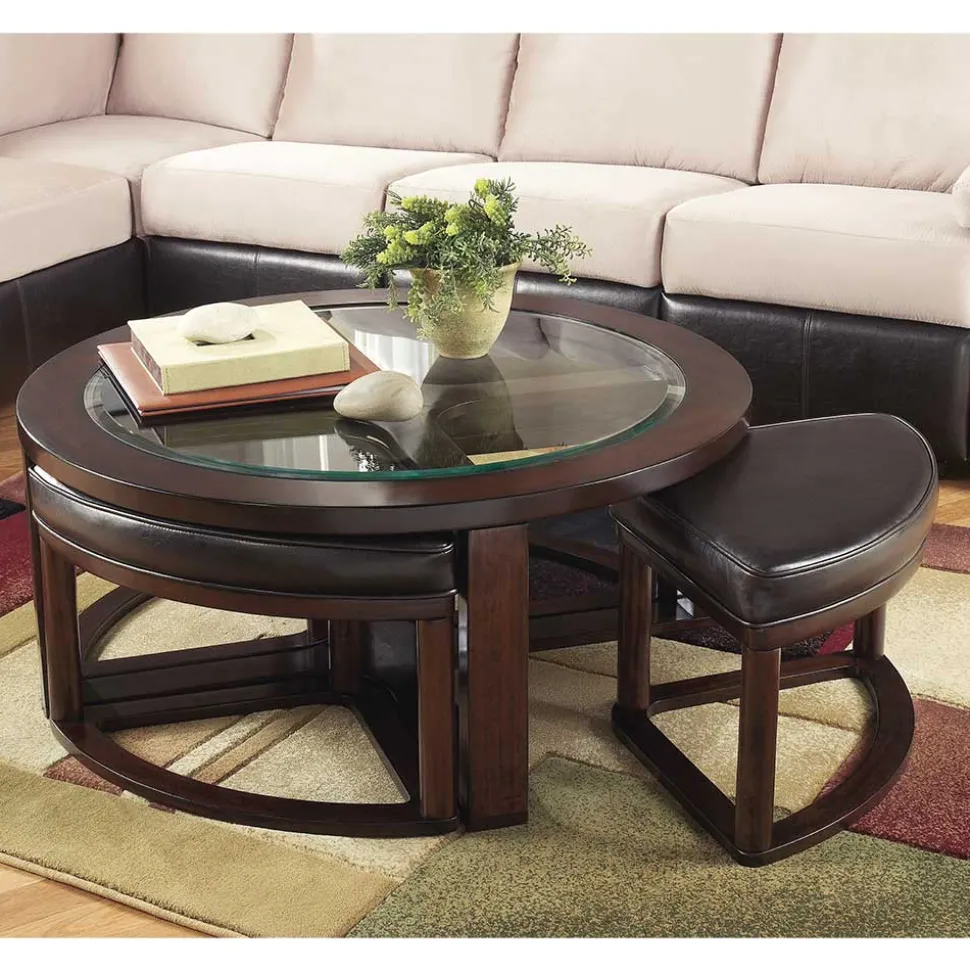 Design Couchtisch mit vier Hockern - Fornax (fünfteilig)