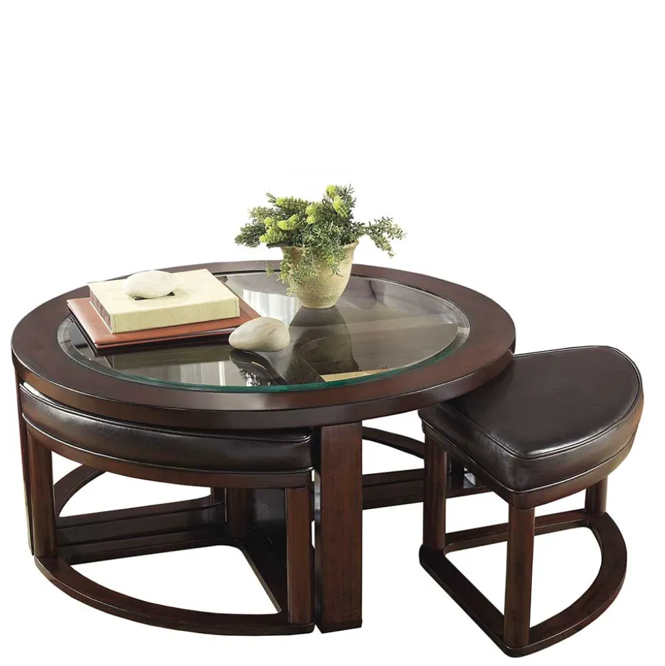 Design Couchtisch mit vier Hockern - Fornax (fünfteilig)