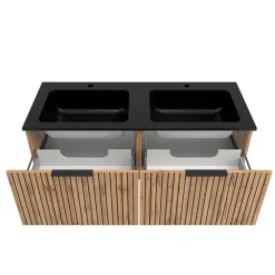 Design Doppelwaschtisch mit Lichtspiegeln - Crystoga (dreiteilig)