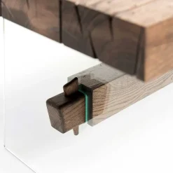 Design Eiche Esstisch mit Glas Gestell - Ventida