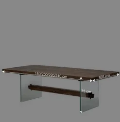 Design Eiche Esstisch mit Glas Gestell - Ventida