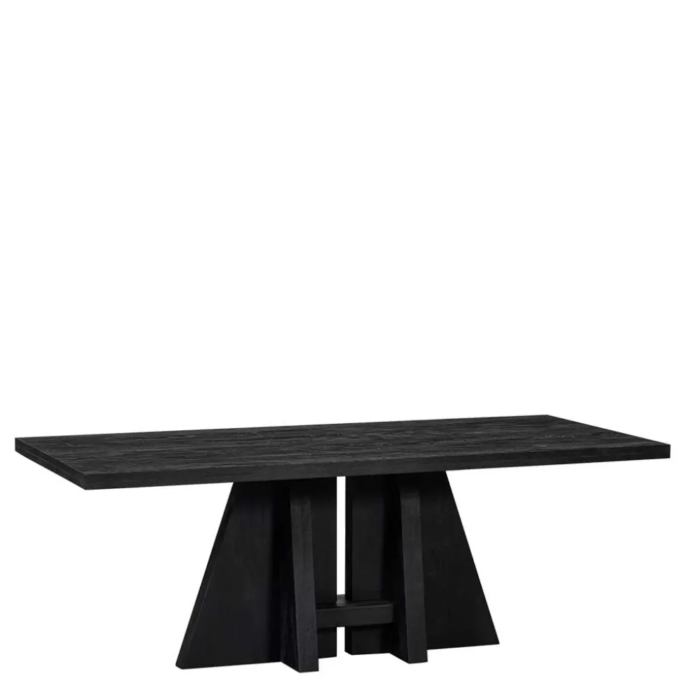 Design Esstisch aus schwarzem Massivholz - Emalika