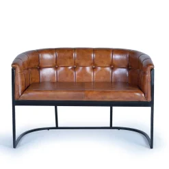 Design Esstischsofa in Cognac Braun Leder - Citrosca