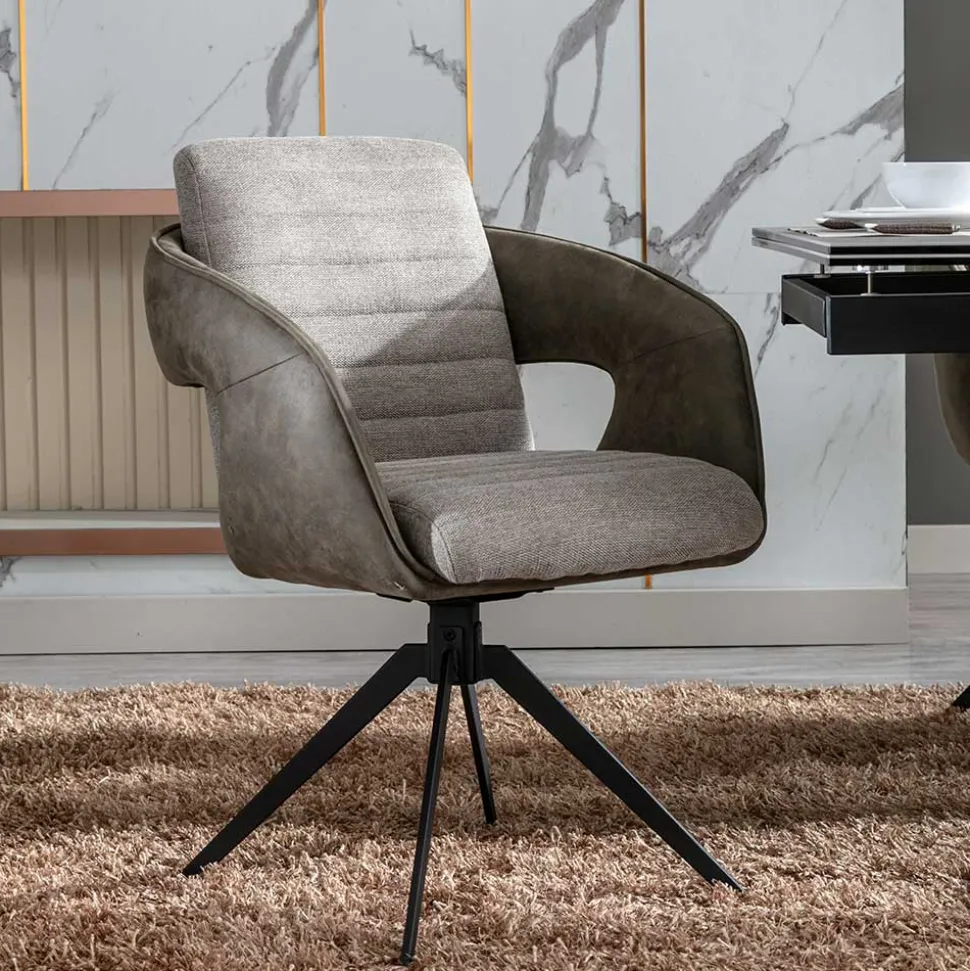 Design Esszimmer Drehstuhl mit Armlehnen - Bailon (2er Set)