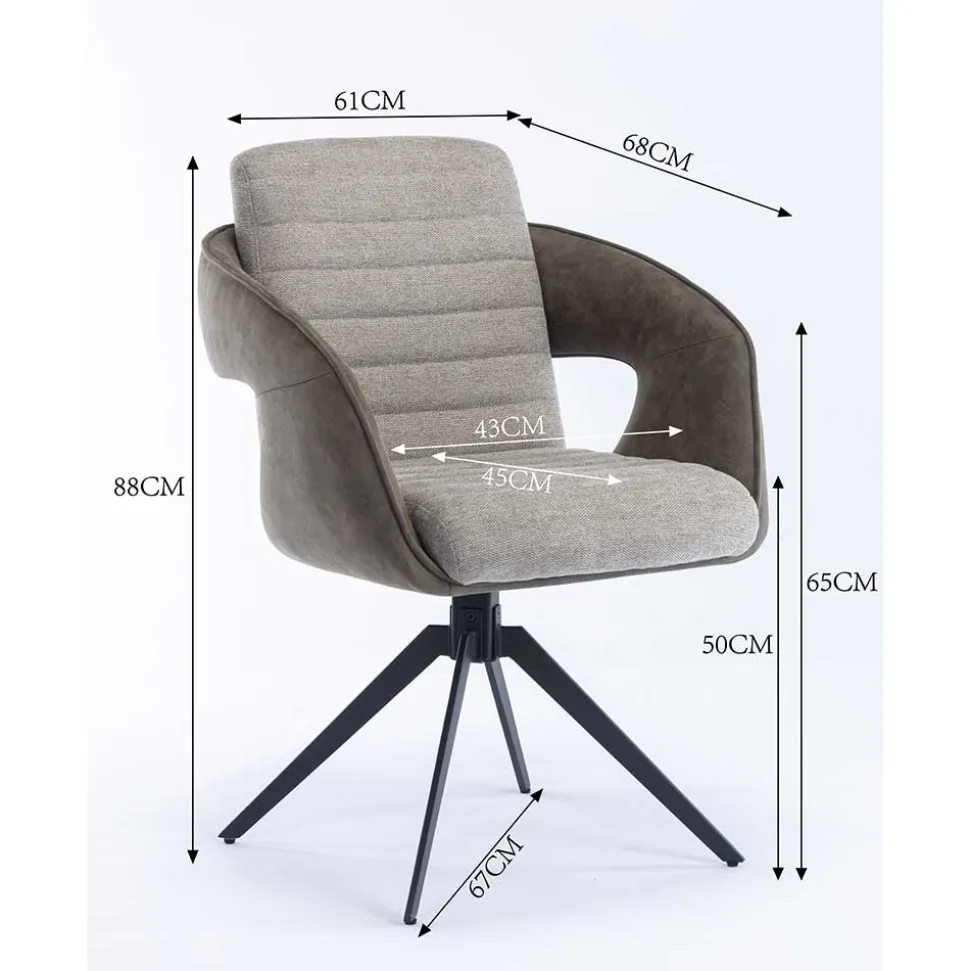 Design Esszimmer Drehstuhl mit Armlehnen - Bailon (2er Set)