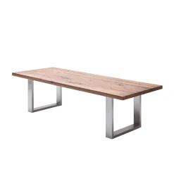 Design Esszimmertisch mit Holz Eiche dunkel Venditora & Edelstahl