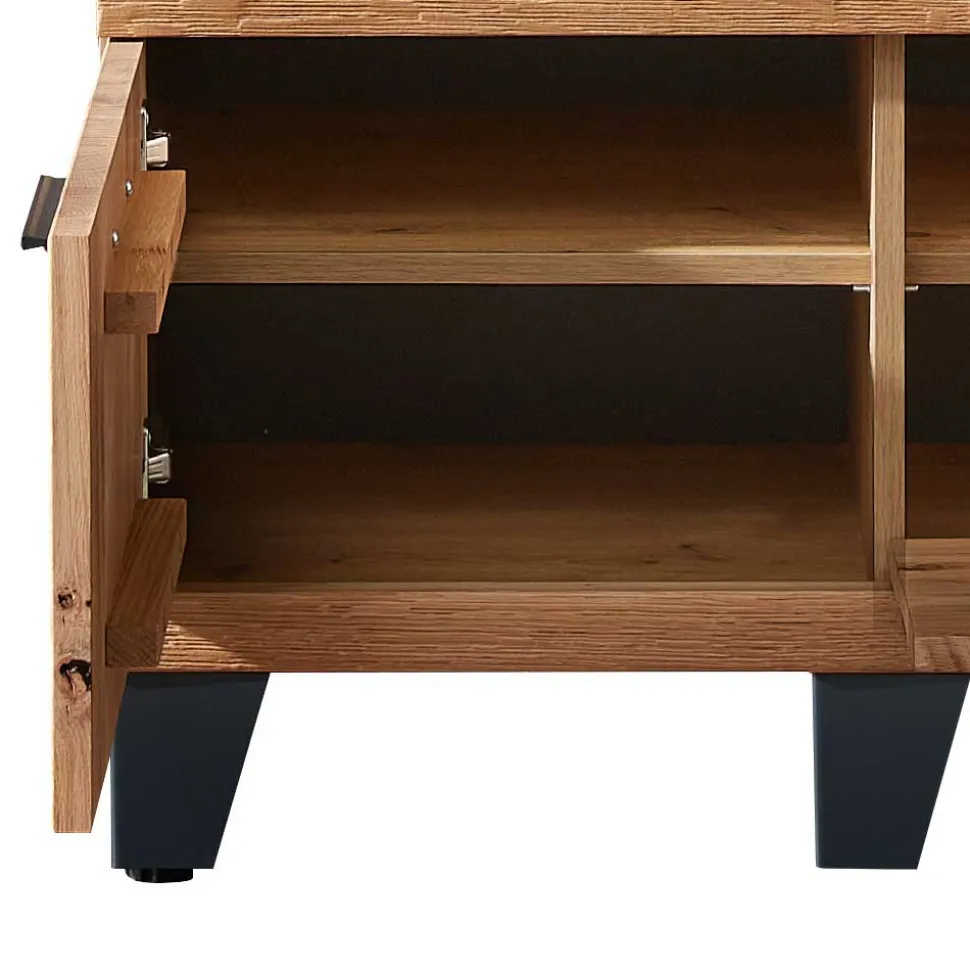 Design Flurbank aus Wildeiche in Natur & Grau - Elprisca