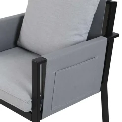 Design Garten-Essgruppe in Grau & Schwarz - Geraldine (siebenteilig)