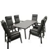 Design Gartentisch Gruppe in Dunkelgrau - Curedo (siebenteilig)