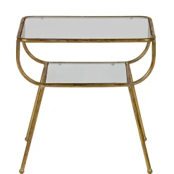 Design Glastisch mit Gestell Messing Cateyna mit 2 Platten