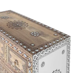 Design Highboard aus Mangoholz reich verziert - Magie