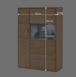 Design Highboard Vernella aus Eiche Bianco