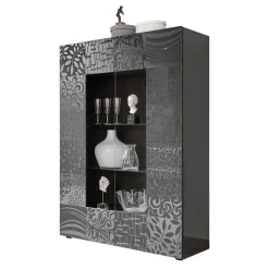 Design Hochglanz Vitrine in Anthrazit - Ipatal