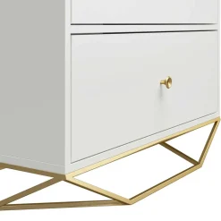 Design Hochkommode in Weiß & Gold - Fiolpedo