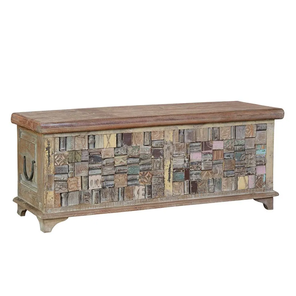 Design Holztruhe mit flachem Deckel - Gregoriana