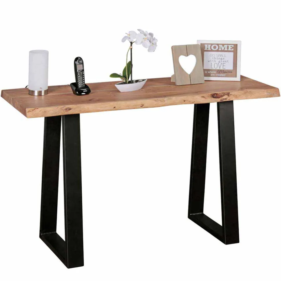 Design Konsole Lussina mit Holzplatte Baumkante Akazie