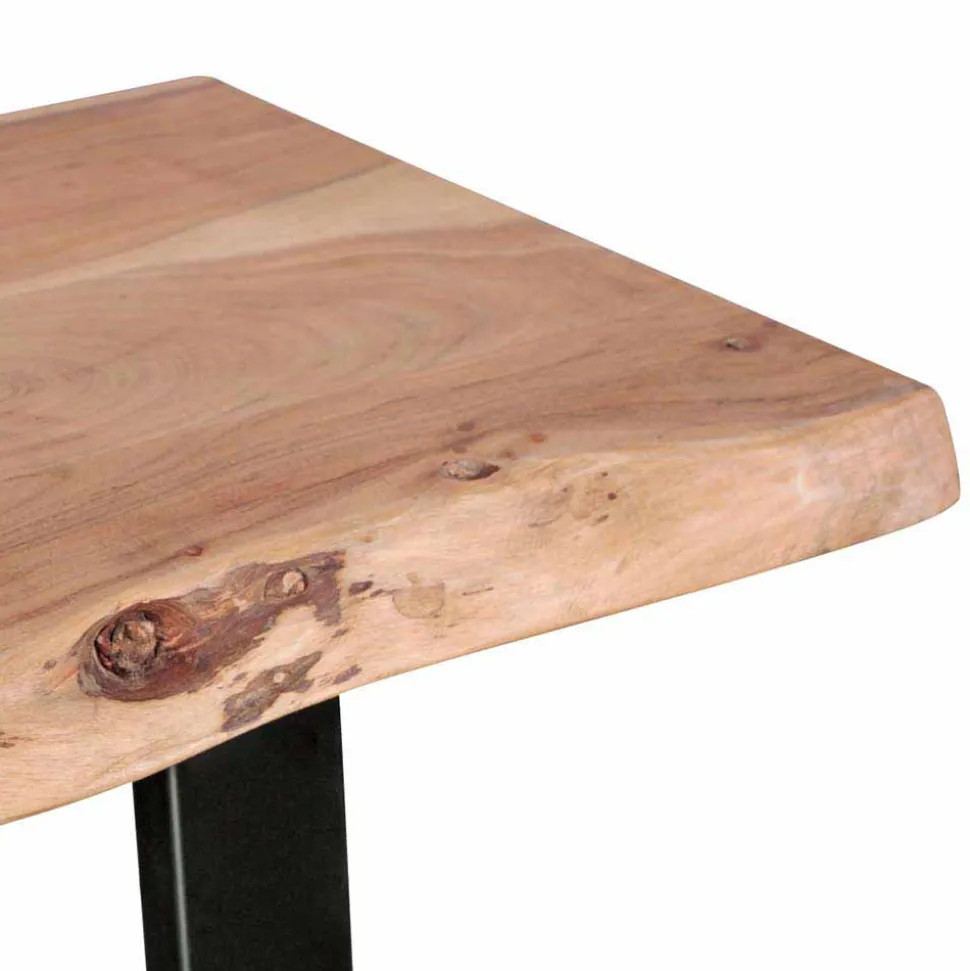 Design Konsole Lussina mit Holzplatte Baumkante Akazie