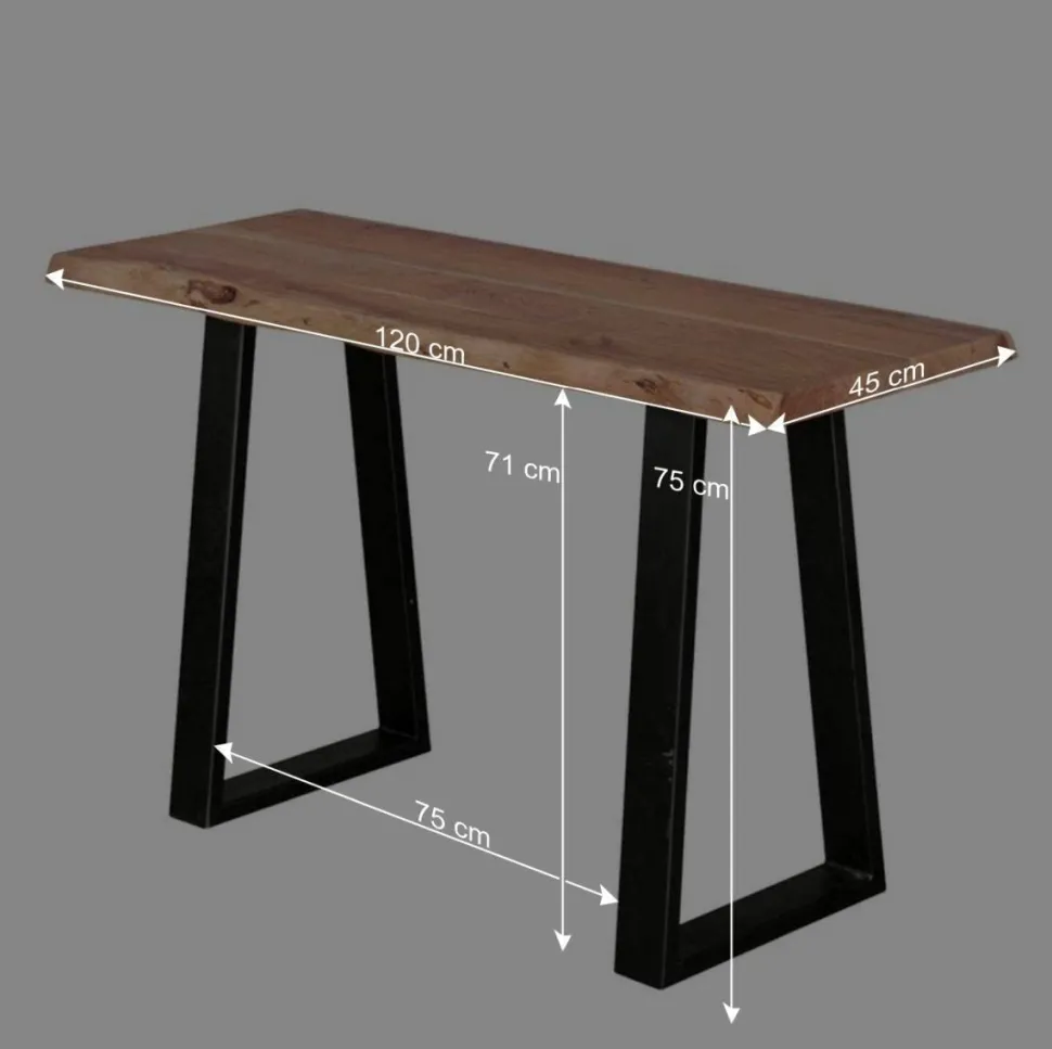 Design Konsole Lussina mit Holzplatte Baumkante Akazie