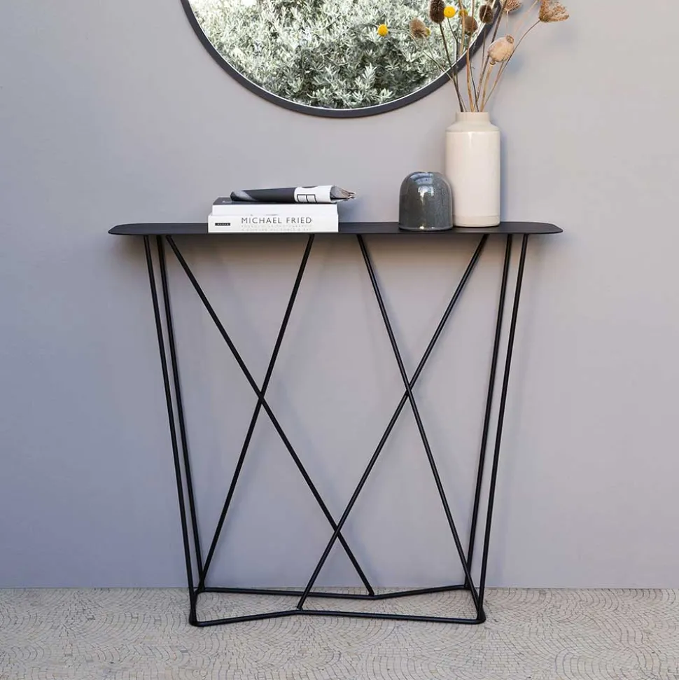 Design Konsolentisch aus Stahl in Schwarz - Skadiva