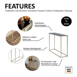 Design Konsolentisch mit schwarz getönter Glasplatte - Joosu