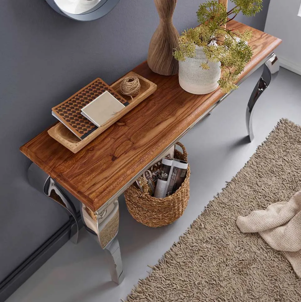 Design Konsolentisch mit glänzendem Metallgestell - Jaglyn