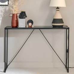Design Konsolentisch mit Schwarzglas Platte - Burano