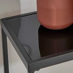 Design Konsolentisch mit Schwarzglas Platte - Burano