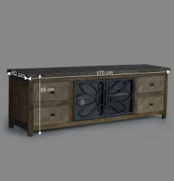 Design Lowboard mit Glas Metalltüren - Everton