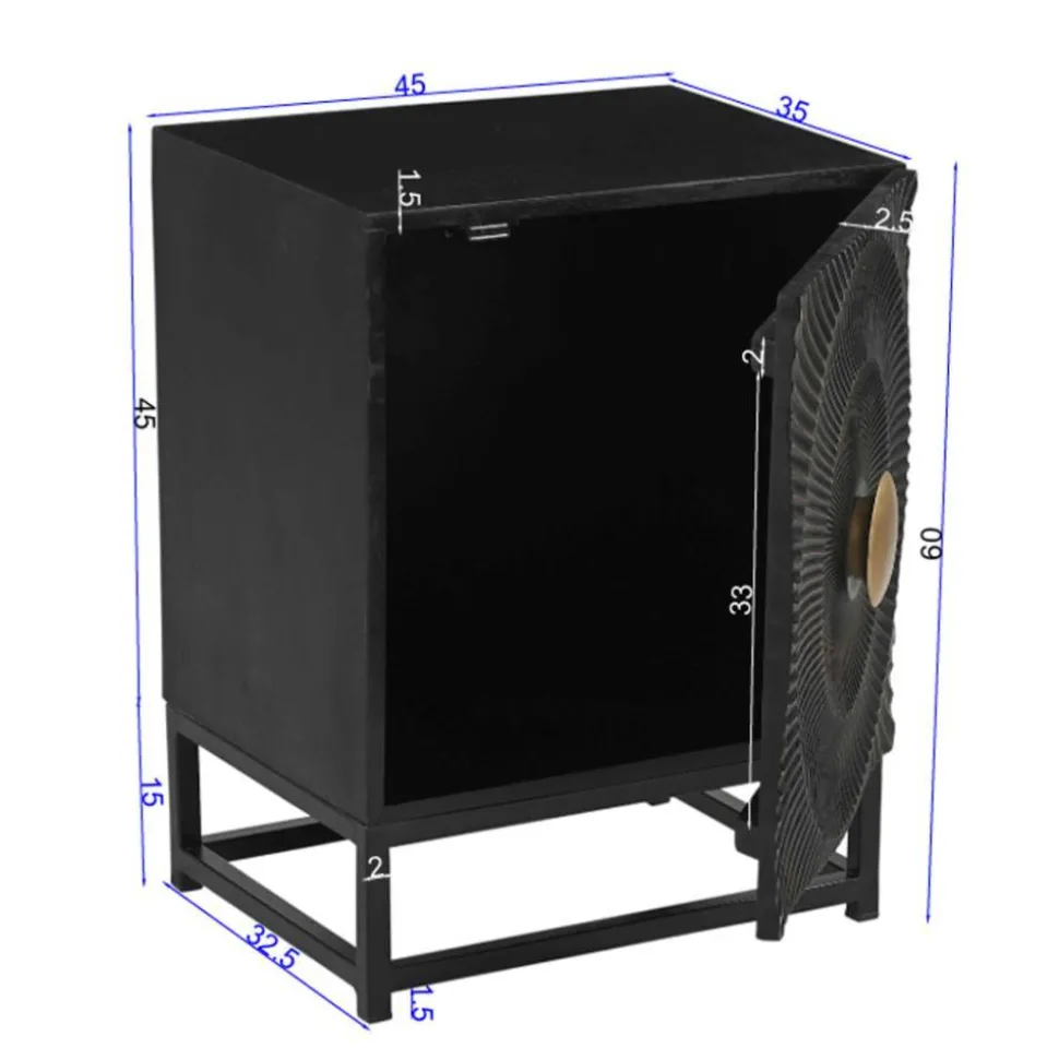 Design Nachtschrank in Schwarz und Gold - Oglio