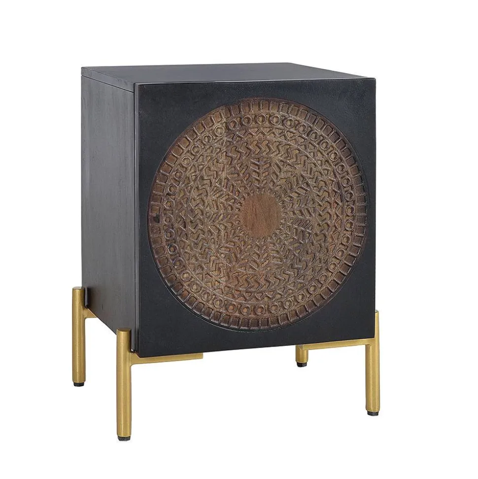 Design Nachtschrank mit Mandala Schnitzerei - Synessa