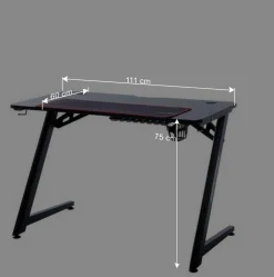 Design PC Computertisch in Schwarz - Aribert