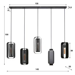 Design Pendelleuchte mit fünf Schirmen - Second