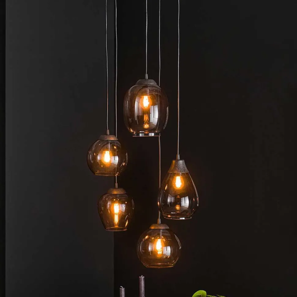 Design Pendelleuchte mit Chromglas Schirmen - Ampiano