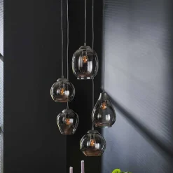 Design Pendelleuchte mit Chromglas Schirmen - Ampiano