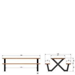 Design Picknick-Tisch aus Abachi Holz Natur - Melinda