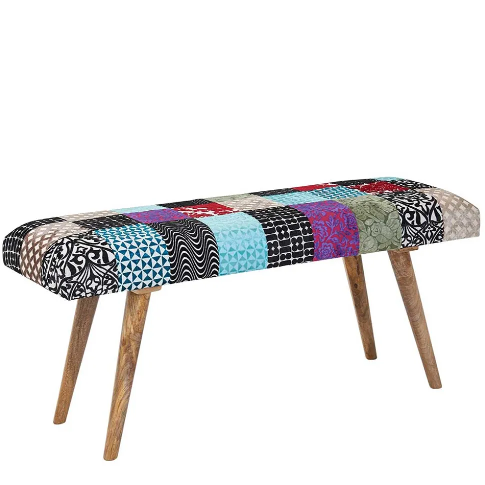 Design Polsterbank mit Samt Patchwork Bezug - Clarisa