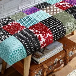 Design Polsterbank mit Samt Patchwork Bezug - Clarisa