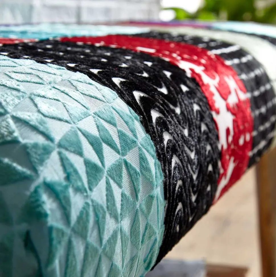 Design Polsterbank mit Samt Patchwork Bezug - Clarisa