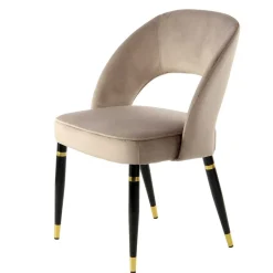 Design Polsterstühle in Taupe Samt - Vannah (2er Set)