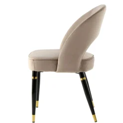 Design Polsterstühle in Taupe Samt - Vannah (2er Set)