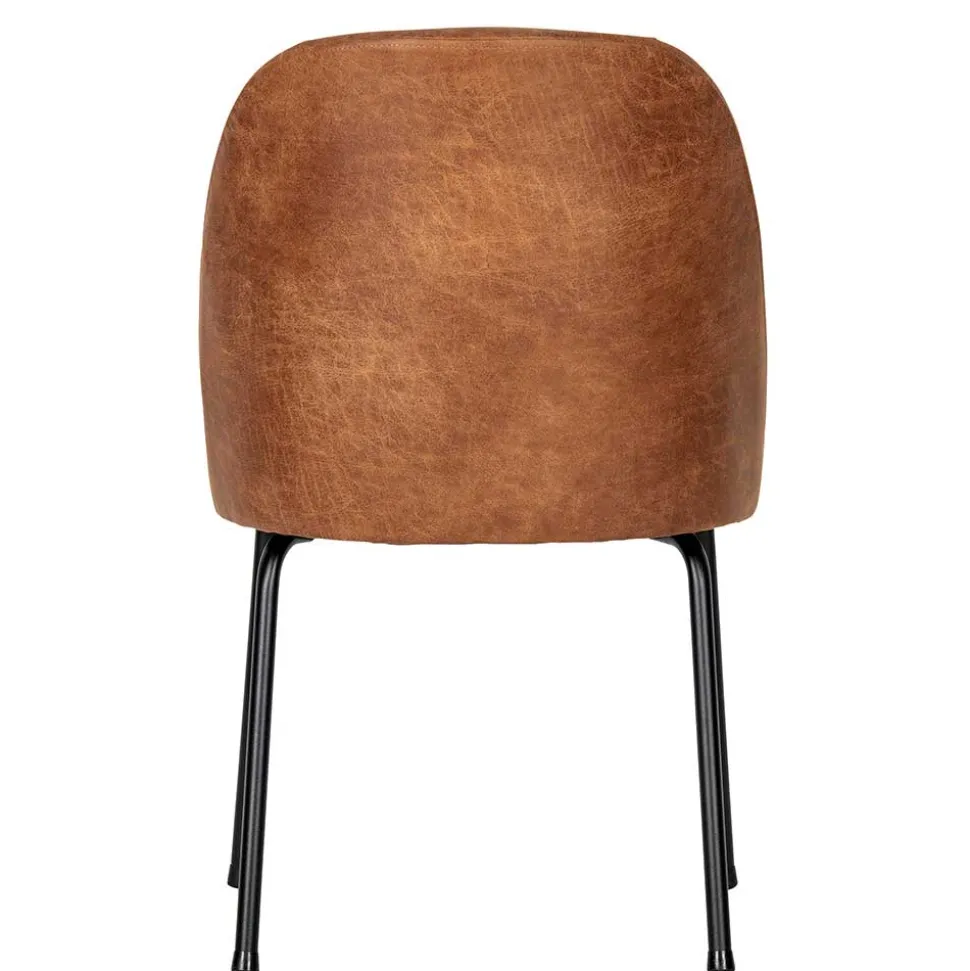 Design Recyclingleder Stuhl in Braun - Kegadamo (2er Set)