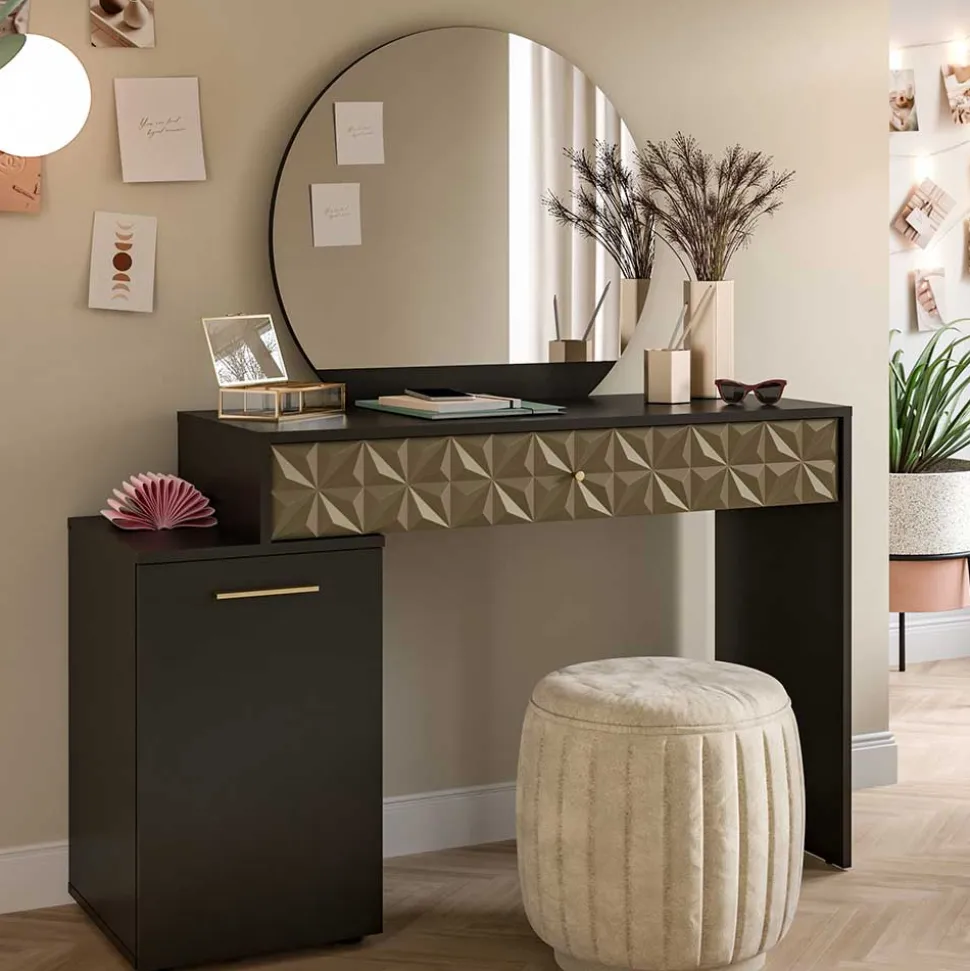 Design Schminktisch in Schwarz und Gold - Madrilena