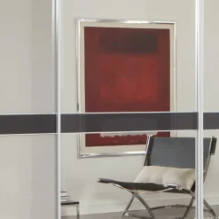 Design Schrank mit Spiegel & Glas Front Hellgrau - Capolyna