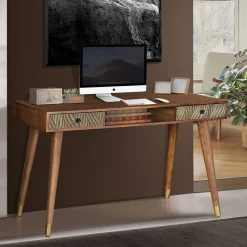 Design Schreibtisch aus Mangoholz und Metall - Filurina