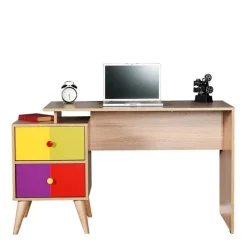 Design Schreibtisch in Sonoma-Eiche & Bunt - Reddnas