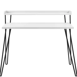 Design Schreibtisch mit Aufsatz in Weiß - Prasido